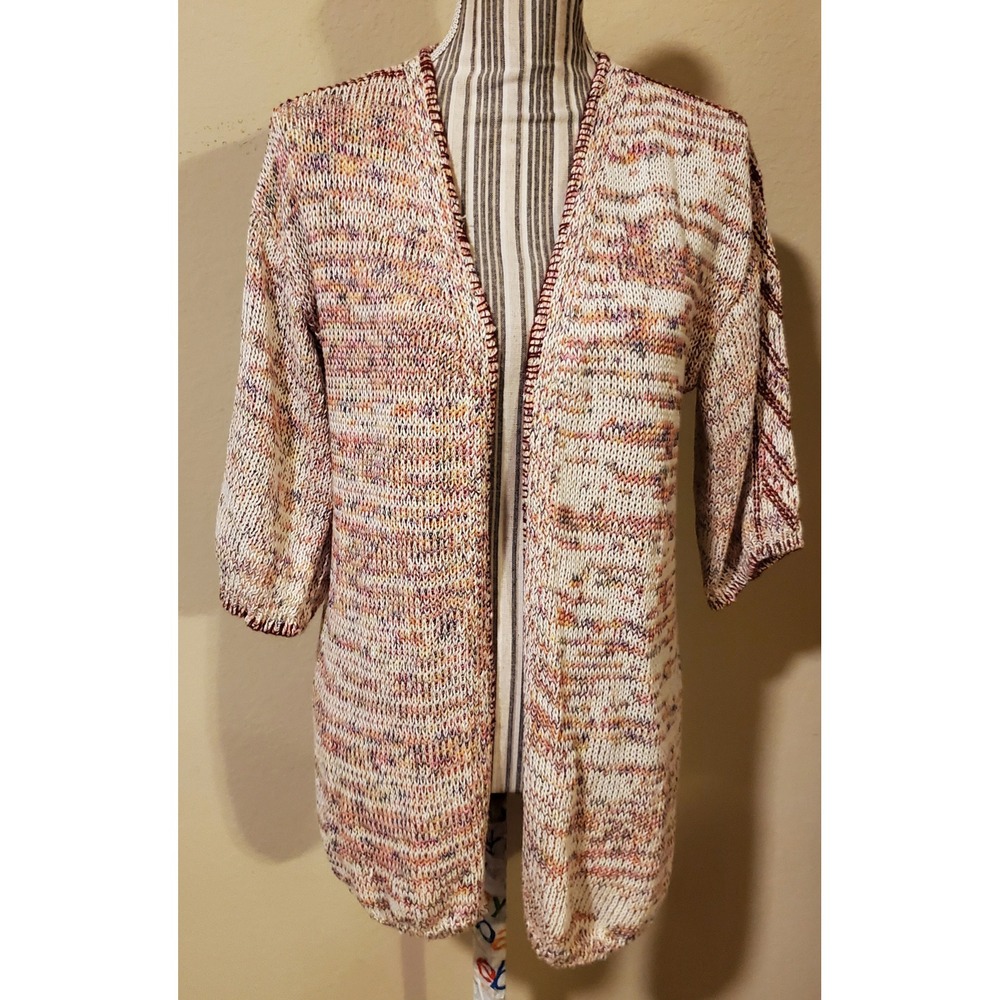 Soft Surroundings Space Dye Open Front Cardigan Multicolor Petite Medium 3FV18